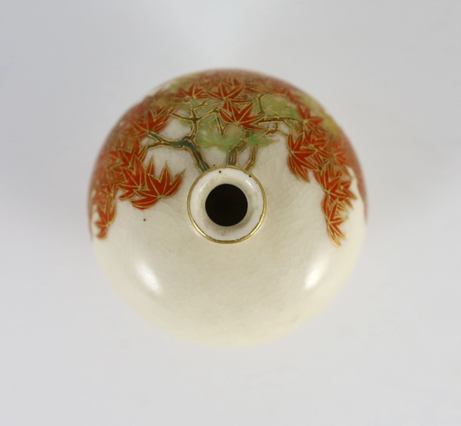A Japanese Satsuma pottery miniature globular vase, by Yabu Meizan, Meiji period, 4.1cm high